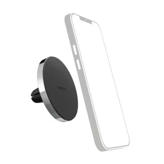 Hama Lock Soporte de Coche para Smartphone - Magnetico - Pinza para Rejilla - Peso Max 230g - Aluminio - Color Negro y Plata
