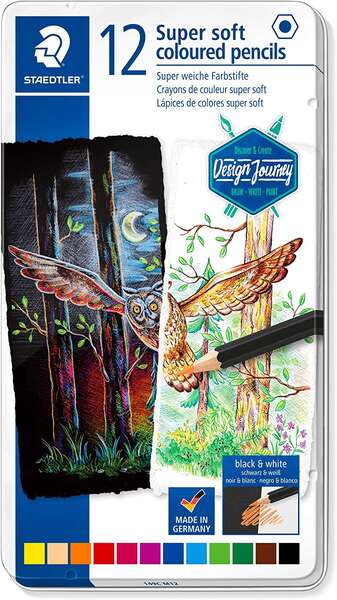 Staedtler Super Soft 149C Pack de 12 Lapices de Colores - Mina Extra Suave - Colores Surtidos