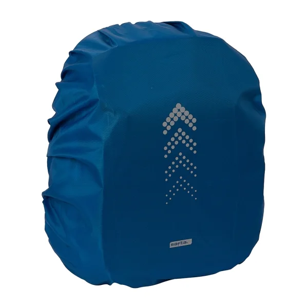 Safta Funda Impermeable para Mochila 48.6L - Goma Elastica Ajustable - Serigrafia Reflectante - Compatible con Varias Mochilas - 48.6L - Resistente al Agua - 270x360x500mm - Color Azul Marino