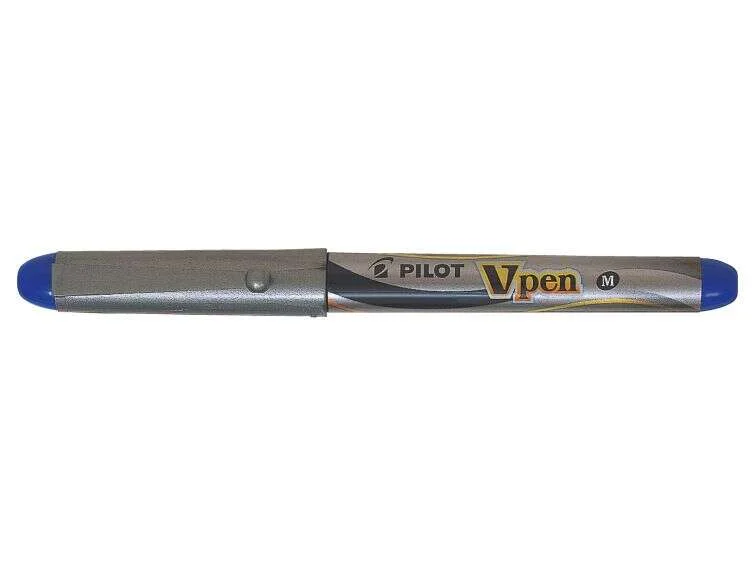 Pilot Pluma Estilografica V-Pen Silver - Desechable - Tinta Liquida - Punta de Acero - Trazo de 0.5mm - Color Azul · Pack de 12 uds.