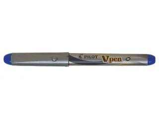 Pilot Pluma Estilografica V-Pen Silver - Desechable - Tinta Liquida - Punta de Acero - Trazo de 0.5mm - Color Azul · Pack de 12 uds.