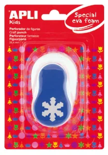Apli Perforadora Copo de Nieve - Figura de 25.4mm - Perfora Papel, Carton, Cartulina y Goma Eva de Hasta 2mm - Deposito de Restos - Doble Uso - Ideal para Manualidades y Decoraciones - Color