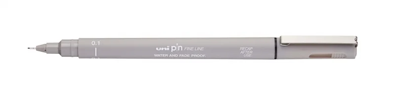 Uni-ball PIN01-200 Rotulador Calibrado - Punta Poliacetal 0.1mm - Tinta Pigmentada Resistente al Agua y Luz - Color Gris Claro · Pack de 12 uds.
