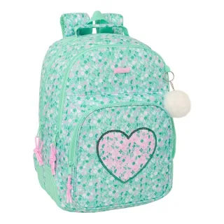 Safta Cuore Mochila con 2 Compartimentos - Antirozaduras - Adaptable a Carro - Bolsillo Frontal - Portabotellas - Tirador Doble - Hombreras Ergonomicas - 20L - 320x150x420mm - Color Turquesa