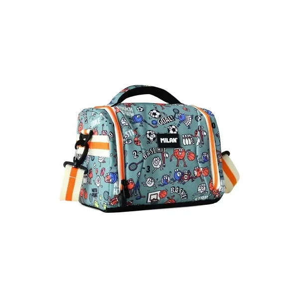 Milan Sports Bolsa Isotermica Porta Alimentos de 5L - Gran Capacidad - Apertura Total - Bolsillo Interior de Malla - Correa Regulable - Medidas 24.5x20x16cm