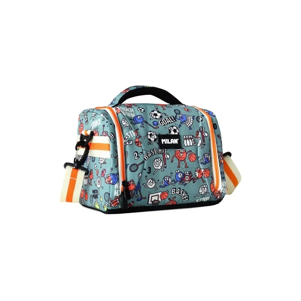 Milan Sports Bolsa Isotermica Porta Alimentos de 5L - Gran Capacidad - Apertura Total - Bolsillo Interior de Malla - Correa Regulable - Medidas 24.5x20x16cm