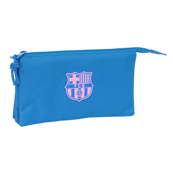 Safta F.C.Barcelona Chica Indigo Portatodo - 3 Compartimentos con Cremalleras - Bolsillo Interior - 0.6L - 220x30x120mm - Color Azul
