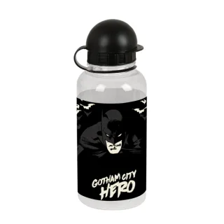 Safta Batman Hero Botella de 500ml - PVC sin BPA - Cierre Hermetico a Presion - Valvula de Salida de Agua - Tapon Roscado - 69x180mm - Color Negro