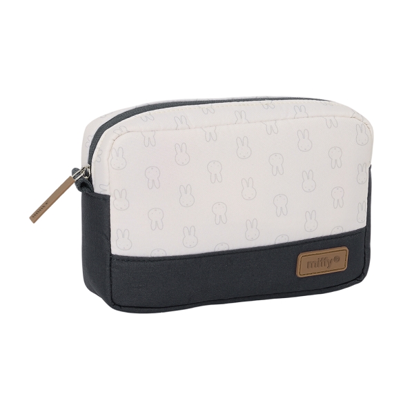 Safta Miffy Mum Moon Neceser de 1.43L - Compartimento con Cremallera - Material Reciclable - Repele el Agua - Ideal para Viajes - 200x55x130mm - Color Blanco y Negro