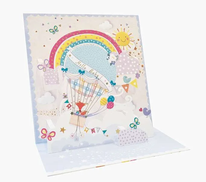 Pictura Tarjeta 3D Pop-Up - 16x16cm - Tematica Cielo - Embolsada Individualmente - Incluye Sobre Blanco - Papel con Certificacion FSC