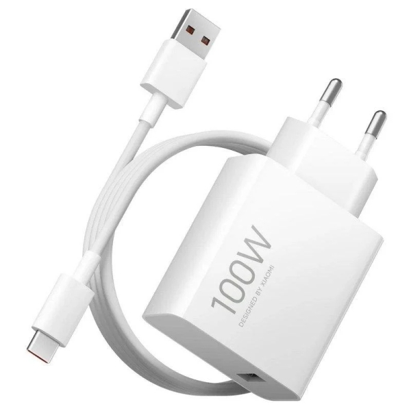 Xiaomi 100W Cargador GAN de Pared para Smartphone USB-A 100W + Cable - Identificacion Inteligente de Dispositivos - Color Blanco