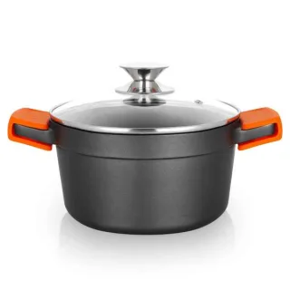 Orbegozo CDH 3020 - Cacerola de Aluminio Fundido Resistente - Versatilidad y Seguridad en la Cocina - Antiadherente y Apta para Todo Tipo de Fuegos - Tapa de Cristal Templado - 2.8L de Capac