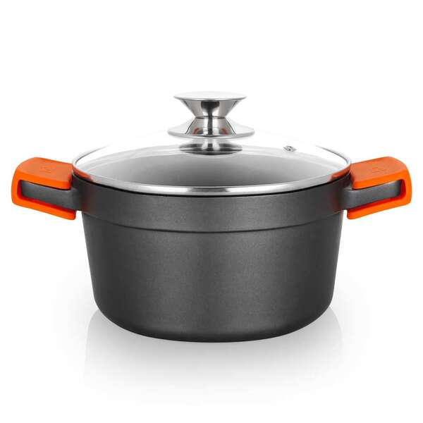 Orbegozo CDH 3020 - Cacerola de Aluminio Fundido Resistente - Versatilidad y Seguridad en la Cocina - Antiadherente y Apta para Todo Tipo de Fuegos - Tapa de Cristal Templado - 2.8L de Capac