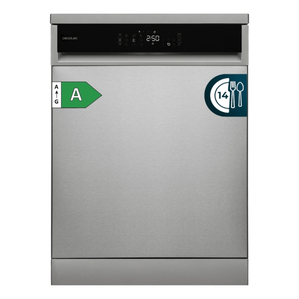 Cecotec Bolero Aguazero 6800 Inox A Lavavajillas de 60cm - 14 Cubiertos - Capacidad 5.4L - Temperatura Regulable - 8 Programas - Motor Inverter - Inicio Programable - Color Acero