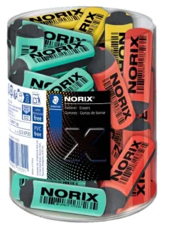 Staedtler Norix Expositor con 30 Gomas de Borrar - Sin PVC, Ftalatos ni Latex - Minimo Residuo - Colores Surtidos