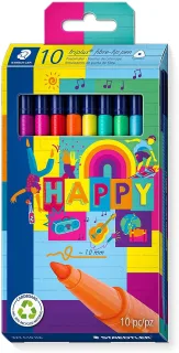 Staedtler Triplus Color 323 Pack de 10 Rotuladores de Punta Fina - Trazo 1mm Aprox - Tinta Base de Agua - Colores Surtidos