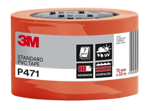 3M Cinta Adhesiva de PVC - 75mm x 33m - Alta Visibilidad - Color Naranja
