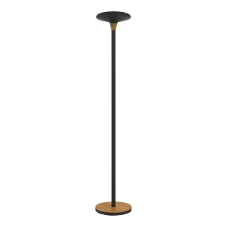 Unilux Baly Bamboo Lampara de Pie LED - Atenuador Tactil de 3 Intensidades - Luz Calida - Fabricada en Bambu y Acero - Base Resistente - Color Negro