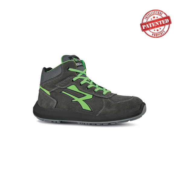 Upower Aries S ESD Calzado de Seguridad Altos - Talla 35 - Cuero Nubuck Resistente, Puntera de Aluminio, Hidrofugos, Antiarrugas, Suela Antideslizante, Proteccion S3S CI FO SR - Color Gris/V