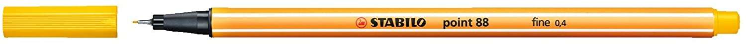 Stabilo Point 88 Rotulador de Punta Fina de Fibra - Trazo de 0.4 mm - Tinta con Base de Agua - Color Amarillo · Pack de 10 uds.