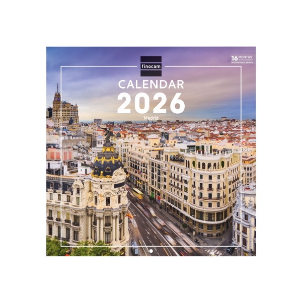 Finocam Calendario de Pared Internacional - Anual 2026 - Imagenes Variadas - 311x5x305mm - Tematica de Madrid