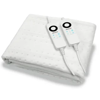 Cecotec HeatConfort ThermalUnder Double Manta Electrica - 200W - 6 Niveles de Temperatura - Apagado Automatico - Control LED - Lavable a Maquina - Cable Extralargo - 160x140cm - Color Blanco