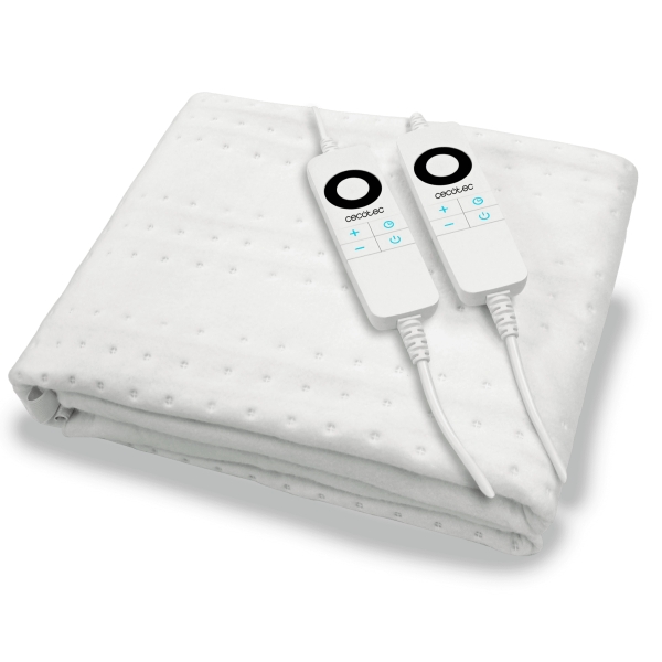 Cecotec HeatConfort ThermalUnder Double Manta Electrica - 200W - 6 Niveles de Temperatura - Apagado Automatico - Control LED - Lavable a Maquina - Cable Extralargo - 160x140cm - Color Blanco