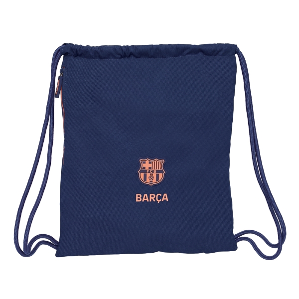 Safta F.C.Barcelona 2ª Equipacion Saco Plano - Bolsillo con Cremallera - Cierre con Cordones - 5L - 350x10x400mm - Color Azul Marino