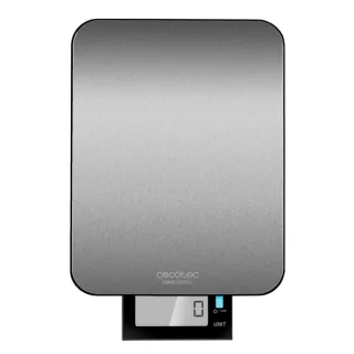 Cecotec Cook Control 9000 Waterproof Bascula de Cocina - Capacidad hasta 10kg - Precision de 1g - Resistente al Agua - Pantalla Extragrande - Acero Inoxidable - Funcion Tara - Bateria Inclui