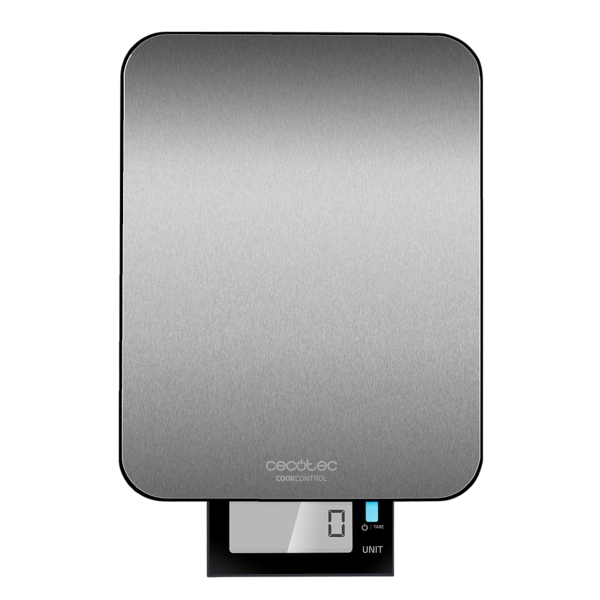 Cecotec Cook Control 9000 Waterproof Bascula de Cocina - Capacidad hasta 10kg - Precision de 1g - Resistente al Agua - Pantalla Extragrande - Acero Inoxidable - Funcion Tara - Bateria Inclui