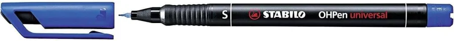 Stabilo OHPen Rotulador Permanente - Punta Superfina - Trazo de 0.4mm - Agarre Antideslizante - Tapon Ventilado - Color Azul · Pack de 10 uds.
