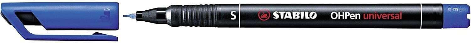 Stabilo OHPen Rotulador Permanente - Punta Superfina - Trazo de 0.4mm - Agarre Antideslizante - Tapon Ventilado - Color Azul · Pack de 10 uds.