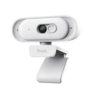 Trust Tomar Webcam QHD 2K - Cable 2m - Microfono Incorporado - Balance de Blancos Automatico - Modo de Privacidad - Rosca 1/4" - Campo de Vision de 76 Grados - 53x55x93mm - Color Blanco