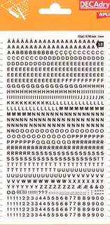 Apli Letras y Numeros Transferibles - 3mm de Tamaño - 795 Caracteres - Facil Aplicacion y Remocion - Negro