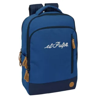 Safta el Pulpo Mochila para Portatiles hasta 15.6" - Portabotellas - Cremallera con Doble Tirador - Bolsillo para Tablet hasta 10.6" - Conector USB - Acolchada - 29x44x15cm - Color Azul Mari
