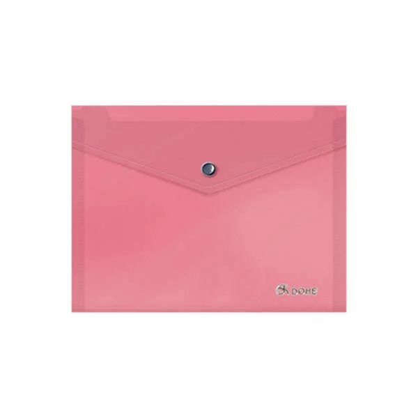 Dohe Sobre Portadocumentos A5 - Cierre de Broche - Polipropileno Translucido 150 Micras - Color Rosa