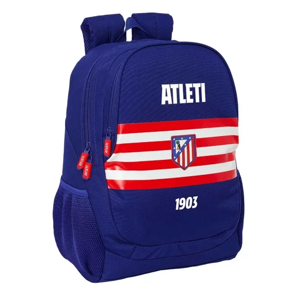 Safta Atletico de Madrid Mochila - 23L - Adaptable a Carro - Espalda Acolchada - Portabotellas - Cremallera con Doble Tirador - Asa de Mano - Hombreras Ergonomicas - 32x44x16cm - Color Azul Marino