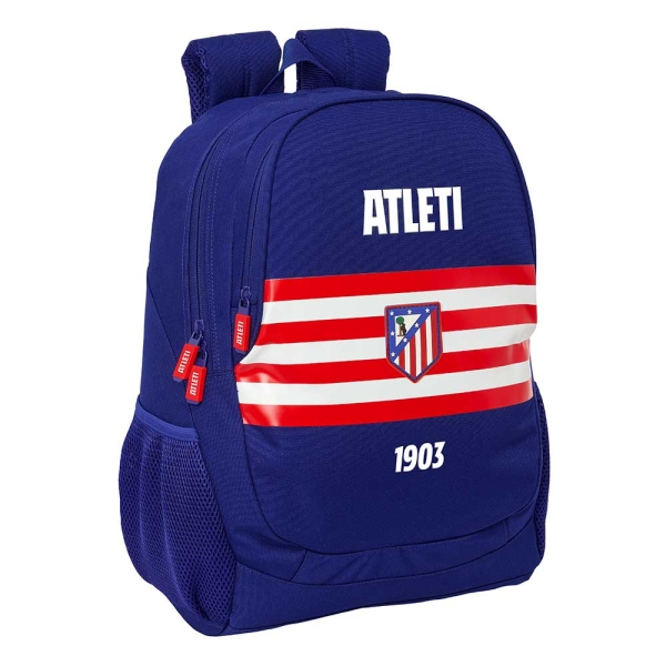 Safta Atletico de Madrid Mochila - 23L - Adaptable a Carro - Espalda Acolchada - Portabotellas - Cremallera con Doble Tirador - Asa de Mano - Hombreras Ergonomicas - 32x44x16cm - Color Azul Marino