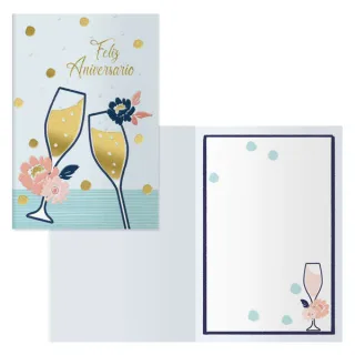 Dohe Brindis Pack de 6 Tarjetas de Felicitacion de Aniversario - 11.5x17cm - Impresas a Todo Color - Estampaciones con Pelicula de Color - Papel Offset Blanco de 300gr - Incluye Sobre de Col