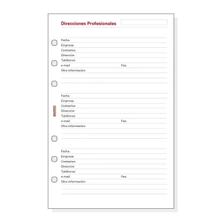 Finocam R551 Recambio Direcciones Profesionales para Agendas Open - Especial Direcciones Profesionales - Formato 500 - 117x5x181mm - Color Blanco