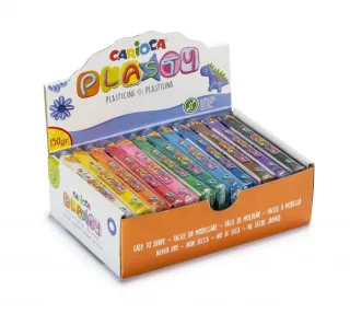 Carioca Expositor de 12 Plastilinas 150gr - Facil de Usar - No Se Seca - Reutilizable - Colores Brillantes Mezclables - Libre de Gluten - Color Varios