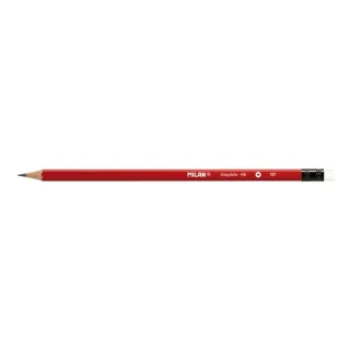 Milan Lapices de Grafito HB - con Goma - Hexagonales - Color Rojo · Pack de 12 uds.