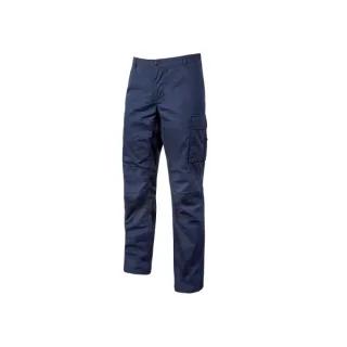 Upower Ocean Pantalon de Trabajo Algodon Elastico - Talla 2XL - Bolsillos Multifuncionales, Cierre Resistente, Refuerzo en Rodillas, Cinta Reflex, Ajuste Slim Fit, Proteccion DPI1 - Color Az