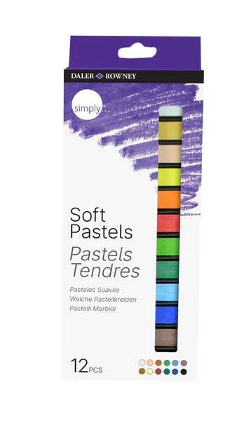 Daler Rowney Pack de 12 Pasteles Blandos - Para Amplia Variedad de Superficies - Facil de Usar - Colores Surtidos