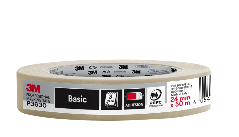 3M Cinta de Enmascarar Profesional - 24mm x 50m - 70% PEFC - Color Blanco