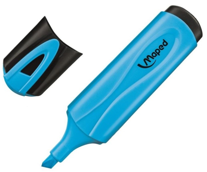 Maped Peps Classic Marcador Fluorescente - Punta Biselada - Trazo de 1 a 5mm - Ideal para Subrayar y Resaltar - Color Azul · Pack de 12 uds.