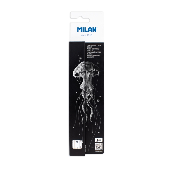 Milan Art Lapices Dibujo - Mina Gruesa Blanca - Redondo de 4mm - Color Blanco · Pack de 3 uds.