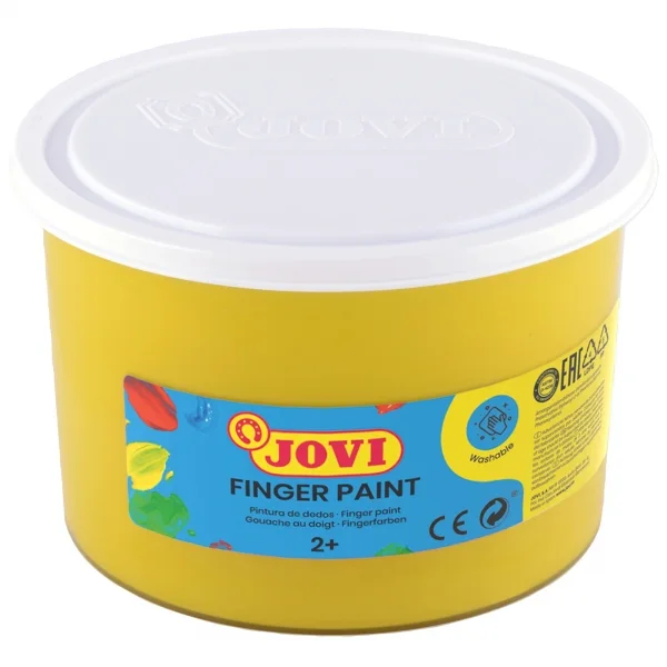 Jovi Finger Paint Bote de 500ml Pintura de Dedos - Ingredientes Naturales - Colores Mezclables - Textura Gelatinosa - Lavable - Color Amarillo