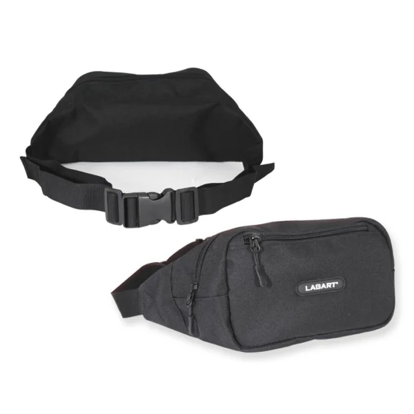 Lagart Riñonera Fabricada en Poliester 900D - Varios Bolsillos - Cinta Ajustable - Medidas 26x15x8cm - Color Negro