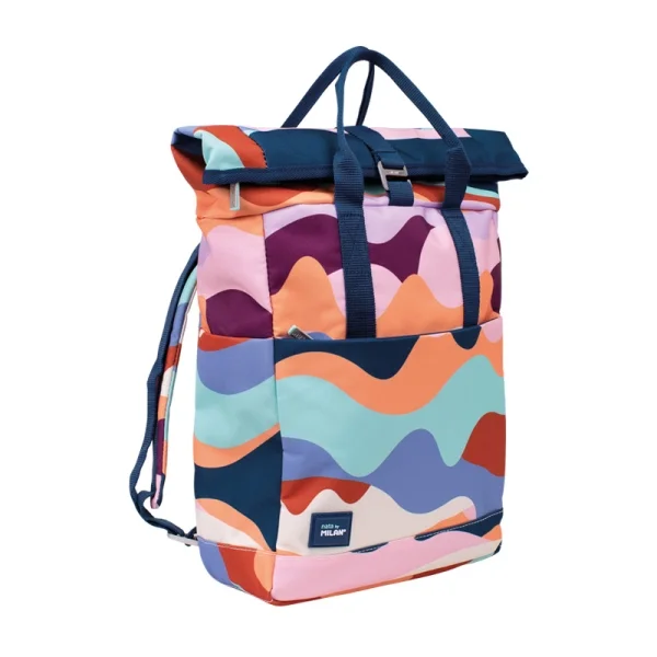 Milan The Fun Mochila Urbana 10L - Cierre Superior Enrollable - 2 Bolsillos Laterales - Bolsillo Trasero Acolchado - Asas Regulables - 42x29x11cm - Multicolor